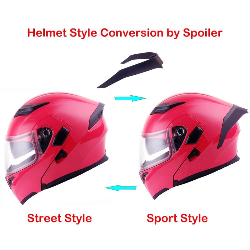 1Storm Motorcycle Modular Full Face Helmet Flip up Dual Visor Sun Shield: HB89 Glossy Pink - Image 3